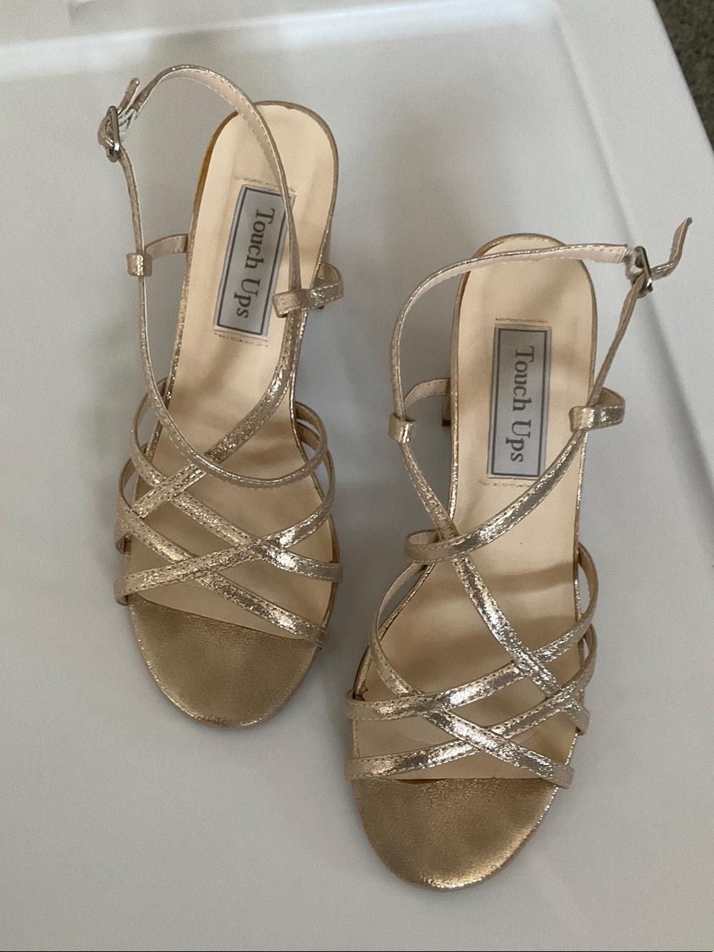 Touch Ups Metallic Gold Strappy Slingback Heels